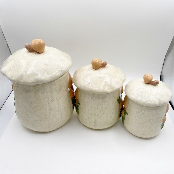 Mushroom Ceramic Canister Cookie Jar Set Snacks Adorable Vintage 3 Piece… - Picture 6 of 9